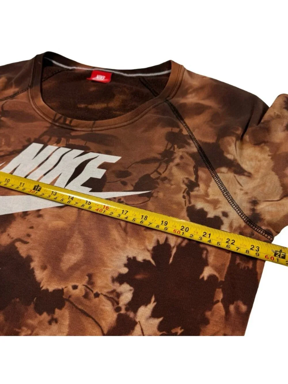 Nike Sweatshirt Mens XL Custom Bleach Tie Dye Pullover Brown Y2K Grunge Logo